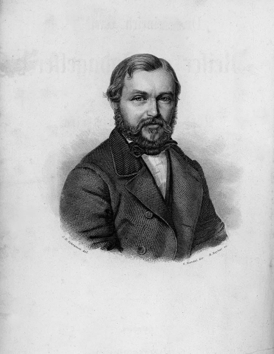 Portrait gravé de l'explorateur Heinrich Barth, XIXe siècle.
